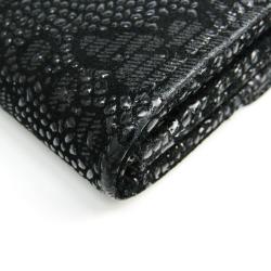 Chanel Black Textured Suede Long Wallet