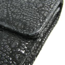Chanel Black Textured Suede Long Wallet
