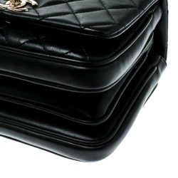 Pre Owned Chanel Black Quilted Leather Top Handle Bag