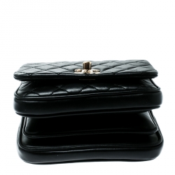 Pre Owned Chanel Black Quilted Leather Top Handle Bag