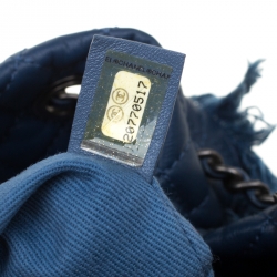 Pre Owned Chanel Blue Denim CC Chains Fringe Drawstring Bucket Bag