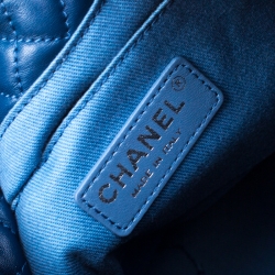 Pre Owned Chanel Blue Denim CC Chains Fringe Drawstring Bucket Bag