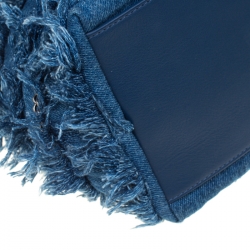 Pre Owned Chanel Blue Denim CC Chains Fringe Drawstring Bucket Bag