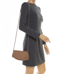 مملوكة مسبقًا Chanel Brown Leather Halfmoon WOC Bag