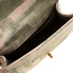 مملوكة مسبقًا Chanel Beige/Green Quilted Watercolor Print Caviar Leather Medium Boy Flap Bag