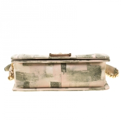 مملوكة مسبقًا Chanel Beige/Green Quilted Watercolor Print Caviar Leather Medium Boy Flap Bag