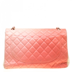 Pre Owned Chanel Off-White/Ombre Quilted Leather Maxi Classic Single Flap Bag