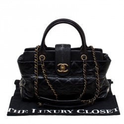 Pre Owned Chanel Black Stingray Leather CC Bindi Top Handle Bag