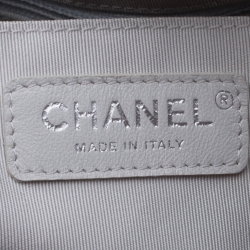 Pre Owned Chanel Silver Chevron Leather Small Urban Spirit Drawstring Bag