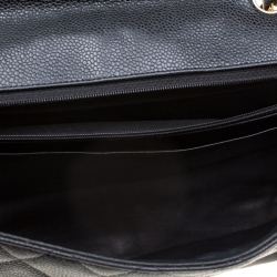 Pre Owned حقيبة شانيل قلاب كلاسيكية جومبو جلد كافيار مبطنة سوداء