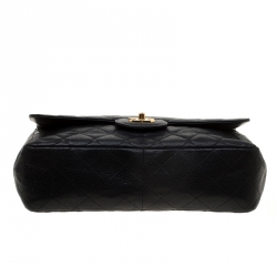 Pre Owned حقيبة شانيل قلاب كلاسيكية جومبو جلد كافيار مبطنة سوداء