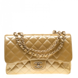 Patent leather handbag Chanel Gold in Patent leather - 33995277