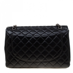 Pre Owned Chanel Black Quilted Leather Maxi Classic Single Flap Bag