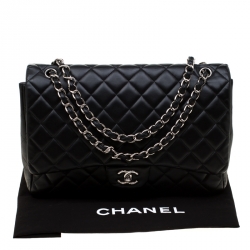 Pre Owned Chanel Black Quilted Leather Maxi Classic Single Flap Bag