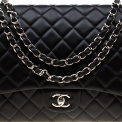 Pre Owned Chanel Black Quilted Leather Maxi Classic Single Flap Bag