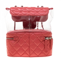 Chanel Coral Orange Quilted Leather Vanity Flap Shoulder Bag