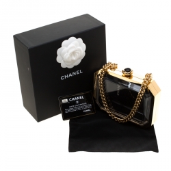 Chanel Gold Premiere Plexiglass Minaudiere Clutch Bag