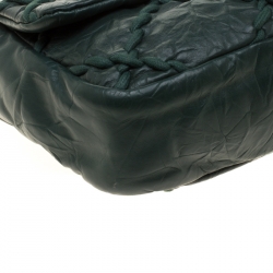 Pre Owned حقيبة شانيل قلاب كلاسيكية خياطة ألترا جلد مجعد خضراء