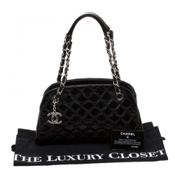Pre Owned Chanel Black Quilted Leather Medium Mademoiselle Bowling Bag