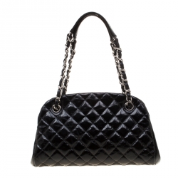 Pre Owned Chanel Black Quilted Leather Medium Mademoiselle Bowling Bag