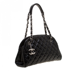 Pre Owned Chanel Black Quilted Leather Medium Mademoiselle Bowling Bag