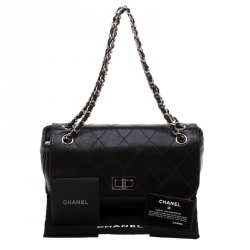 Pre Owned Chanel Black Quilted Caviar Leather Reissue Shoulder Bag