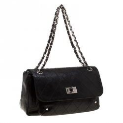 Pre Owned Chanel Black Quilted Caviar Leather Reissue Shoulder Bag