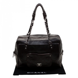 Pre Owned حقيبة كتف شانيل إن ذا سيتي جيب جلد بنية داكنة