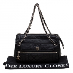 Pre Owned Chanel Black Perforated Leather Camera Bag