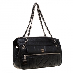 Pre Owned Chanel Black Perforated Leather Camera Bag