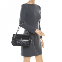 Pre Owned Chanel Black Perforated Leather Camera Bag