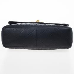 Pre Owned Chanel Navy Lambskin Classic Maxi Flap Bag
