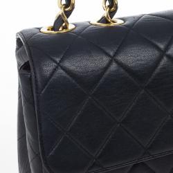 Pre Owned Chanel Navy Lambskin Classic Maxi Flap Bag