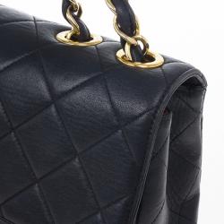 Pre Owned Chanel Navy Lambskin Classic Maxi Flap Bag