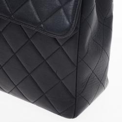 Pre Owned Chanel Navy Lambskin Classic Maxi Flap Bag