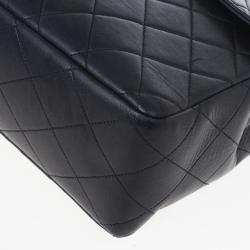 Pre Owned Chanel Navy Lambskin Classic Maxi Flap Bag