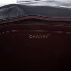 Pre Owned Chanel Navy Lambskin Classic Maxi Flap Bag