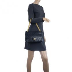 Pre Owned Chanel Vintage Black Medium Lambskin Flap Bag
