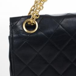 Pre Owned Chanel Vintage Black Medium Lambskin Flap Bag