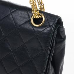 Pre Owned Chanel Vintage Black Medium Lambskin Flap Bag