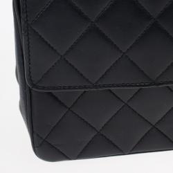 Pre Owned Chanel Vintage Black Medium Lambskin Flap Bag