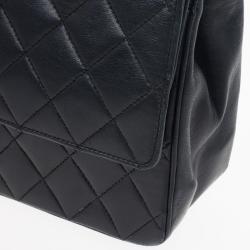Pre Owned Chanel Vintage Black Medium Lambskin Flap Bag