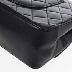 Pre Owned Chanel Vintage Black Medium Lambskin Flap Bag