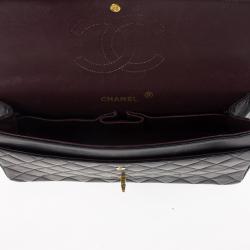 Pre Owned Chanel Vintage Black Medium Lambskin Flap Bag