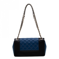 مملوكة مسبقًا Chanel Black/Blue Quilted Leather Classic Mademoiselle Vintage Flap Bag