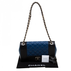 مملوكة مسبقًا Chanel Black/Blue Quilted Leather Classic Mademoiselle Vintage Flap Bag