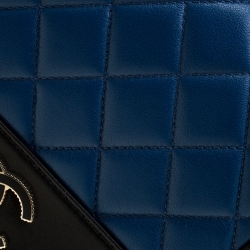 مملوكة مسبقًا Chanel Black/Blue Quilted Leather Classic Mademoiselle Vintage Flap Bag