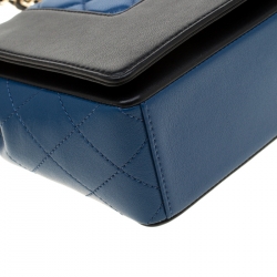 مملوكة مسبقًا Chanel Black/Blue Quilted Leather Classic Mademoiselle Vintage Flap Bag