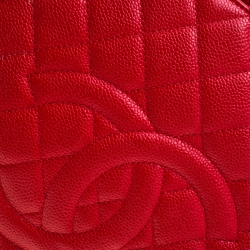 مملوكة مسبقًا Chanel Red Quilted Caviar Leather Grand Shopper Tote