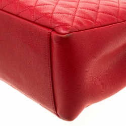 مملوكة مسبقًا Chanel Red Quilted Caviar Leather Grand Shopper Tote